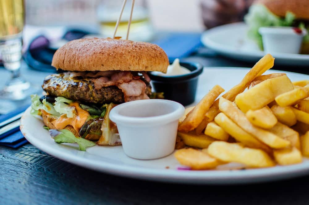 Bacon burger with fries