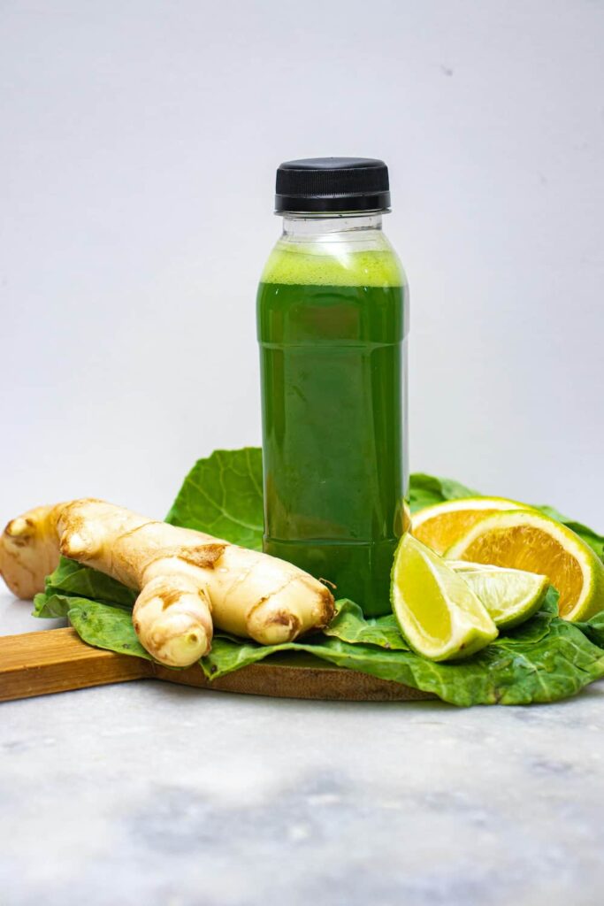 Green juice with ginger and limes
